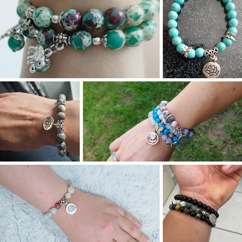 Modes dabīgā Shoushan akmens krelles rokassprādze sievietēm sudraba krāsas ziloņu kulonu šarmu rokassprādze sievietēm, meitenēm, jogas rotaslietas