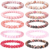 Narukvica od prirodnog ružičastog kamena od 8 mm Ručno izrađene kvarcne kristalne perle Narukvice Yoga Balance Energy Narukvica za žene Djevojka Nakit Poklon