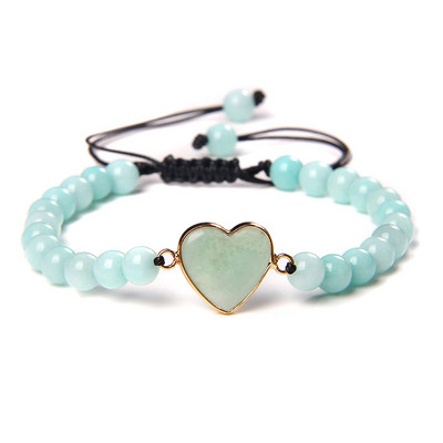 Modes sirds kulonu rokassprādze Dabīgais akmens krelles Rokassprādze Regulējama Virve Rokassprādzes Vīrieši Sievietes Mīl Rotaslietas Draudzenes Dāvana