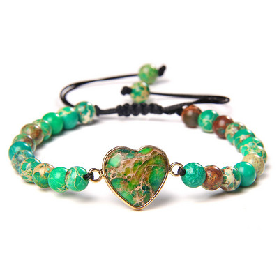 Modes sirds kulonu rokassprādze Dabīgais akmens krelles Rokassprādze Regulējama Virve Rokassprādzes Vīrieši Sievietes Mīl Rotaslietas Draudzenes Dāvana