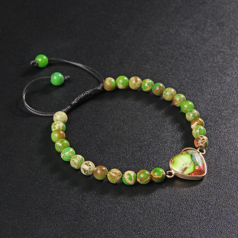 Modes sirds kulonu rokassprādze Dabīgais akmens krelles Rokassprādze Regulējama Virve Rokassprādzes Vīrieši Sievietes Mīl Rotaslietas Draudzenes Dāvana