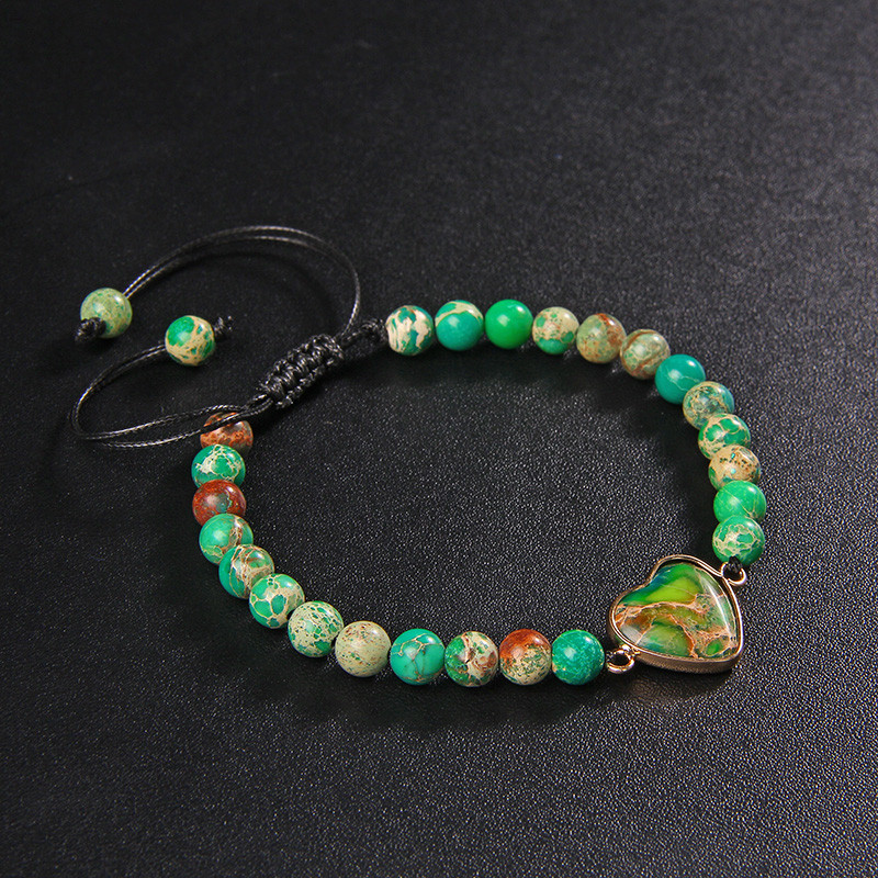 Modes sirds kulonu rokassprādze Dabīgais akmens krelles Rokassprādze Regulējama Virve Rokassprādzes Vīrieši Sievietes Mīl Rotaslietas Draudzenes Dāvana