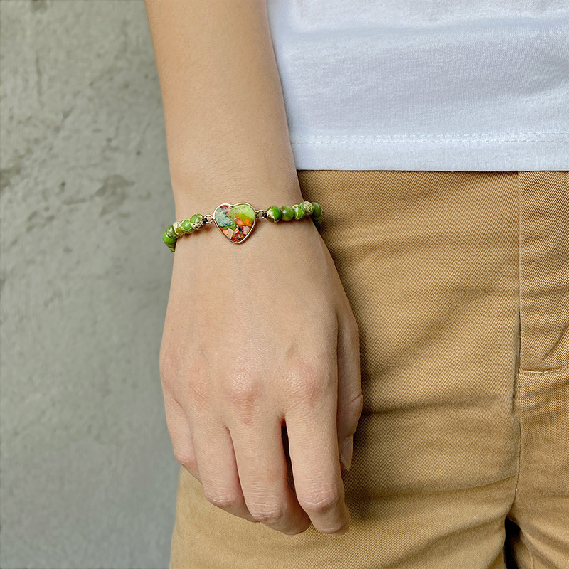 Modes sirds kulonu rokassprādze Dabīgais akmens krelles Rokassprādze Regulējama Virve Rokassprādzes Vīrieši Sievietes Mīl Rotaslietas Draudzenes Dāvana