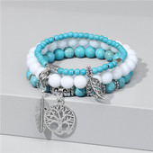 3Gb Modes Dabīgā akmens Pērlītes Rokassprādze 8mm Pērlītes Dzīvības Koks Kulons Rokassprādze Vīriešu Sieviešu Pērlītes Šarms Rokassprādzes Rotaslietas