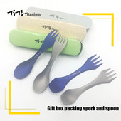 TiTo Outdoor Camping Picnic titāna Karote Galda trauki titāna Dakšu kastes iepakojums Īpaši viegls tīrs titāns Spork dāvanai