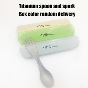 TiTo Outdoor Camping Picnic titāna Karote Galda trauki titāna Dakšu kastes iepakojums Īpaši viegls tīrs titāns Spork dāvanai