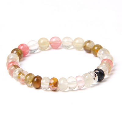 Βραχιόλι από Φυσική Πέτρα Tiger Eye Agates Βραχιόλι Στρογγυλό Άβακας Amethysts Quartz Crystal Beads για Γυναικεία Ανδρικά Ενεργειακά κοσμήματα 5x8mm