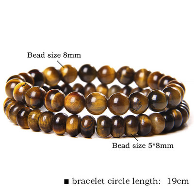 Βραχιόλι από Φυσική Πέτρα Tiger Eye Agates Βραχιόλι Στρογγυλό Άβακας Amethysts Quartz Crystal Beads για Γυναικεία Ανδρικά Ενεργειακά κοσμήματα 5x8mm