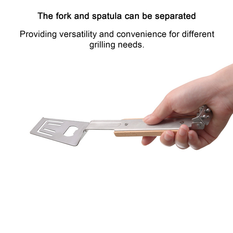 Āra gatavošanas saspraude Noņemama lāpstiņa un dakšiņas no nerūsējošā tērauda pārtikas knaibles bārbekjū steiku skava Ceļojošie virtuves piederumi
