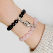 2gab Pērlītes Rokassprādze Mīļotājs Dabīgais Akmens Distance Pāris Rokassprādzes 8mm Kvarca Agates Pērlītes Rokassprādze Draudzība Rotaslietas Vīrieši Sievietes