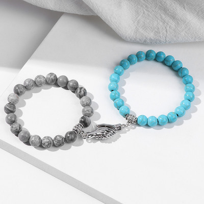 2gab Pērlītes Rokassprādze Mīļotājs Dabīgais Akmens Distance Pāris Rokassprādzes 8mm Kvarca Agates Pērlītes Rokassprādze Draudzība Rotaslietas Vīrieši Sievietes