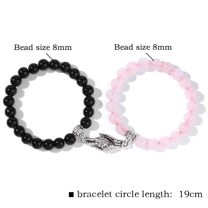 2gab Pērlītes Rokassprādze Mīļotājs Dabīgais Akmens Distance Pāris Rokassprādzes 8mm Kvarca Agates Pērlītes Rokassprādze Draudzība Rotaslietas Vīrieši Sievietes