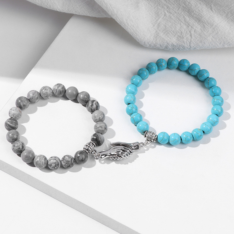 2gab Pērlītes Rokassprādze Mīļotājs Dabīgais Akmens Distance Pāris Rokassprādzes 8mm Kvarca Agates Pērlītes Rokassprādze Draudzība Rotaslietas Vīrieši Sievietes