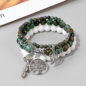 Dabīgais akmens Dzīvības koks Šarms Rokassprādze Roku darbs Shoushan Akmens Agates Kvarca Pērlītes Rokassprādzes Vīriešu Sievietēm Bohēmijas jogas rotaslietas