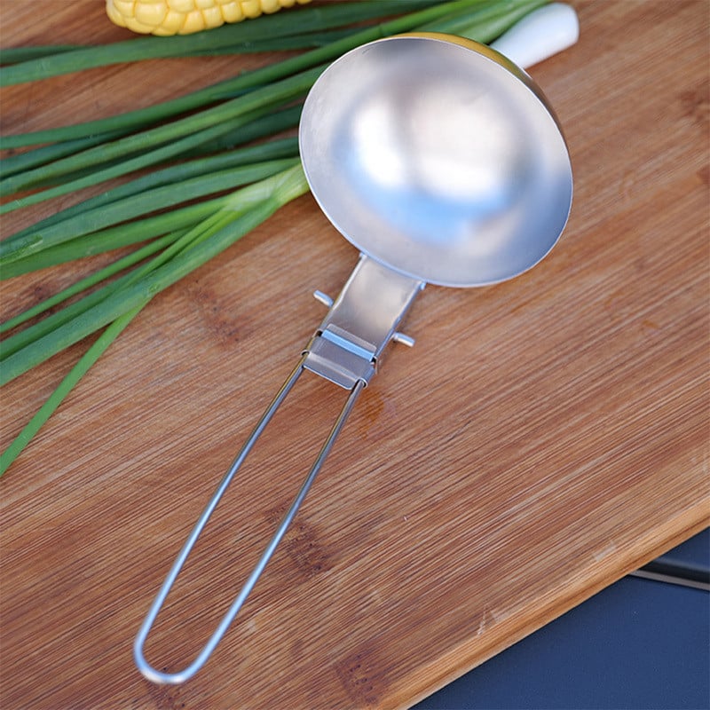 Kämpingu kokkupandav käepidemega lusikas roostevabast terasest libisemisvastane õueskimmer Multifunktsionaalne toiduvalmistamise lauanõud Köögitööriistad