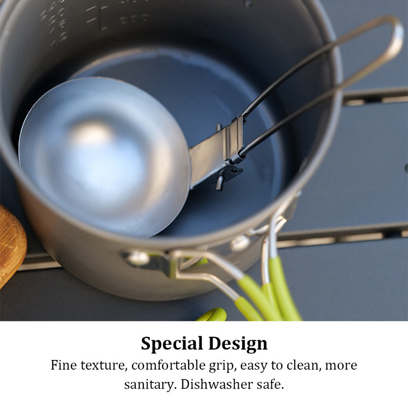 Kämpingu kokkupandav käepidemega lusikas roostevabast terasest libisemisvastane õueskimmer Multifunktsionaalne toiduvalmistamise lauanõud Köögitööriistad