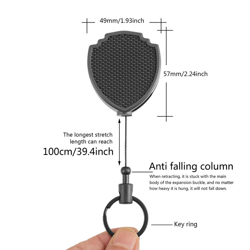 Daugiafunkcis raktų pakabuko ritės spaustukai Ženkliuko ritė, sunkiasvorė karabina, ištraukiamas raktų pakabukas su plieniniu ištraukiamu laidu ir paracord įrankiu