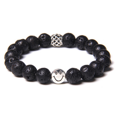 10 mm matēta dabīga rozā zebra akmens rokassprādze sieviešu modes, smaida šarmu rokassprādzes Lucky Energy dziedinošā rokassprādze Homme rotaslietām