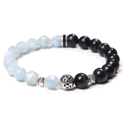 Slīpēts Dabīgs lapis lazuli Akmens krelles Rokassprādze Havlīta Metāla Bumba Šarm Joga Rokassprādze Enerģijas Rotaslietas Sievietēm Vīriešiem Dāvanas