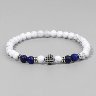 Brățară cu mărgele din piatră naturală Brățară cu pandantiv cu bile rotundă Brățări cu margele din Lapis Lazuli pentru bărbați, femei, farmec, cadou de bijuterii de yoga