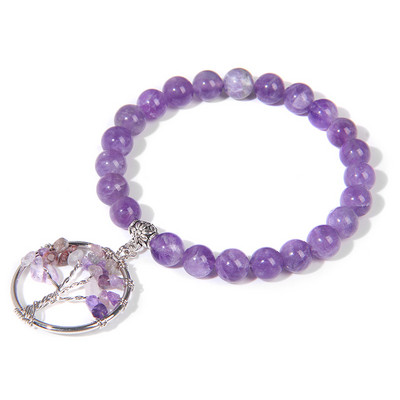 Chakra Natūralaus akmens apyrankė Gyvybės medžio pakabukas Apyrankė 8mm kvarco karoliukai Apyrankės vyrams Moterims Puiki gydomoji energija papuošalai