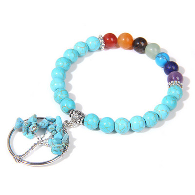 Chakra Natūralaus akmens apyrankė Gyvybės medžio pakabukas Apyrankė 8mm kvarco karoliukai Apyrankės vyrams Moterims Puiki gydomoji energija papuošalai