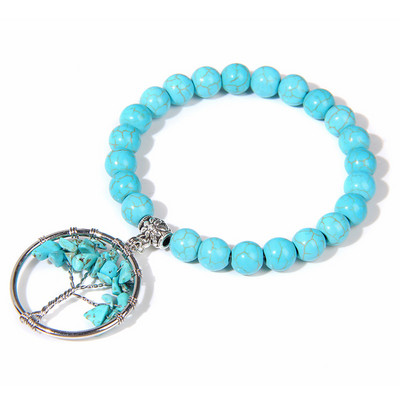 Chakra Natūralaus akmens apyrankė Gyvybės medžio pakabukas Apyrankė 8mm kvarco karoliukai Apyrankės vyrams Moterims Puiki gydomoji energija papuošalai