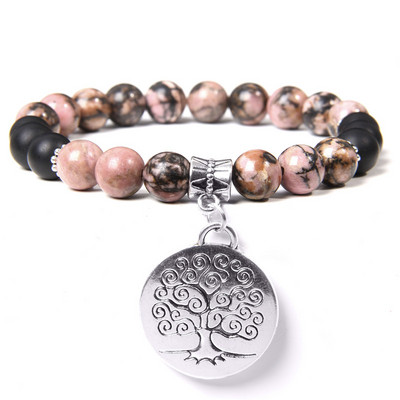 Chakra Natūralaus akmens apyrankė Gyvybės medžio pakabukas Apyrankė 8mm kvarco karoliukai Apyrankės vyrams Moterims Puiki gydomoji energija papuošalai