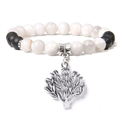 Chakra Natūralaus akmens apyrankė Gyvybės medžio pakabukas Apyrankė 8mm kvarco karoliukai Apyrankės vyrams Moterims Puiki gydomoji energija papuošalai