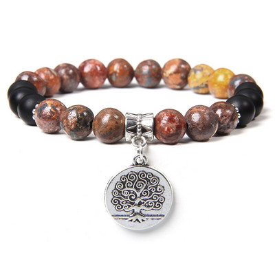 Chakra Natūralaus akmens apyrankė Gyvybės medžio pakabukas Apyrankė 8mm kvarco karoliukai Apyrankės vyrams Moterims Puiki gydomoji energija papuošalai