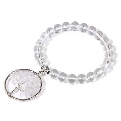 Chakra Natūralaus akmens apyrankė Gyvybės medžio pakabukas Apyrankė 8mm kvarco karoliukai Apyrankės vyrams Moterims Puiki gydomoji energija papuošalai