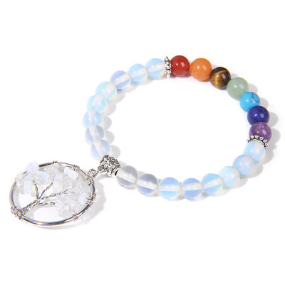 Chakra Natūralaus akmens apyrankė Gyvybės medžio pakabukas Apyrankė 8mm kvarco karoliukai Apyrankės vyrams Moterims Puiki gydomoji energija papuošalai