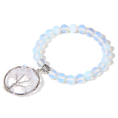 Chakra Natūralaus akmens apyrankė Gyvybės medžio pakabukas Apyrankė 8mm kvarco karoliukai Apyrankės vyrams Moterims Puiki gydomoji energija papuošalai