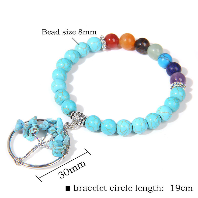 Chakra Natūralaus akmens apyrankė Gyvybės medžio pakabukas Apyrankė 8mm kvarco karoliukai Apyrankės vyrams Moterims Puiki gydomoji energija papuošalai