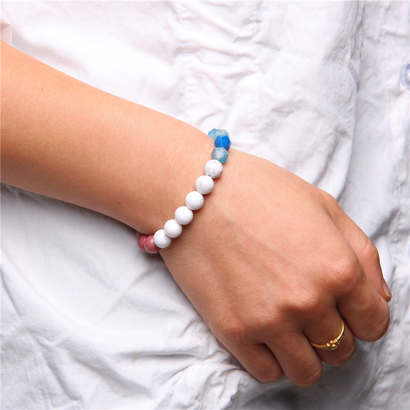 Sieviešu neregulāras krelles rokassprādze Dabīgais akmens šarms Barsprādze Akvamarīns Ahāts Kvarca Rokassprādzes Sieviešu Joga Lucky Rotaslietas 8mm