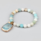 Sieviešu dabīgā akmens krelles Rokassprādze Kvadrātveida ūdens pilienu kulonu rokassprādze Elastīga virves rokassprādzes Sieviešu pludmales dāvanas rotaslietas