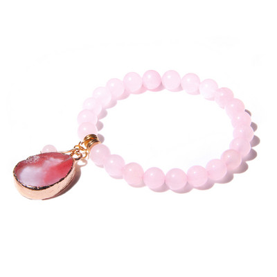 Sieviešu dabīgā akmens krelles Rokassprādze Kvadrātveida ūdens pilienu kulonu rokassprādze Elastīga virves rokassprādzes Sieviešu pludmales dāvanas rotaslietas