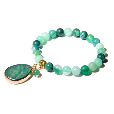 Sieviešu dabīgā akmens krelles Rokassprādze Kvadrātveida ūdens pilienu kulonu rokassprādze Elastīga virves rokassprādzes Sieviešu pludmales dāvanas rotaslietas