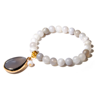 Sieviešu dabīgā akmens krelles Rokassprādze Kvadrātveida ūdens pilienu kulonu rokassprādze Elastīga virves rokassprādzes Sieviešu pludmales dāvanas rotaslietas