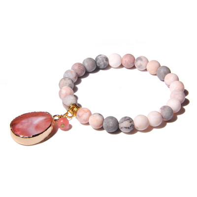 Sieviešu dabīgā akmens krelles Rokassprādze Kvadrātveida ūdens pilienu kulonu rokassprādze Elastīga virves rokassprādzes Sieviešu pludmales dāvanas rotaslietas