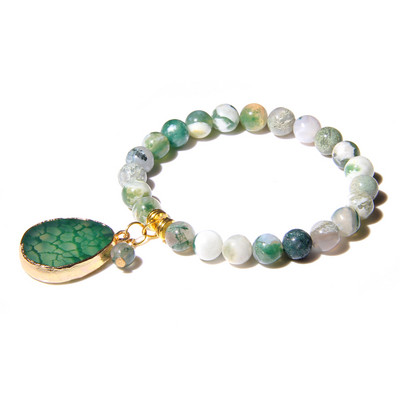 Sieviešu dabīgā akmens krelles Rokassprādze Kvadrātveida ūdens pilienu kulonu rokassprādze Elastīga virves rokassprādzes Sieviešu pludmales dāvanas rotaslietas