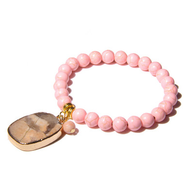 Sieviešu dabīgā akmens krelles Rokassprādze Kvadrātveida ūdens pilienu kulonu rokassprādze Elastīga virves rokassprādzes Sieviešu pludmales dāvanas rotaslietas