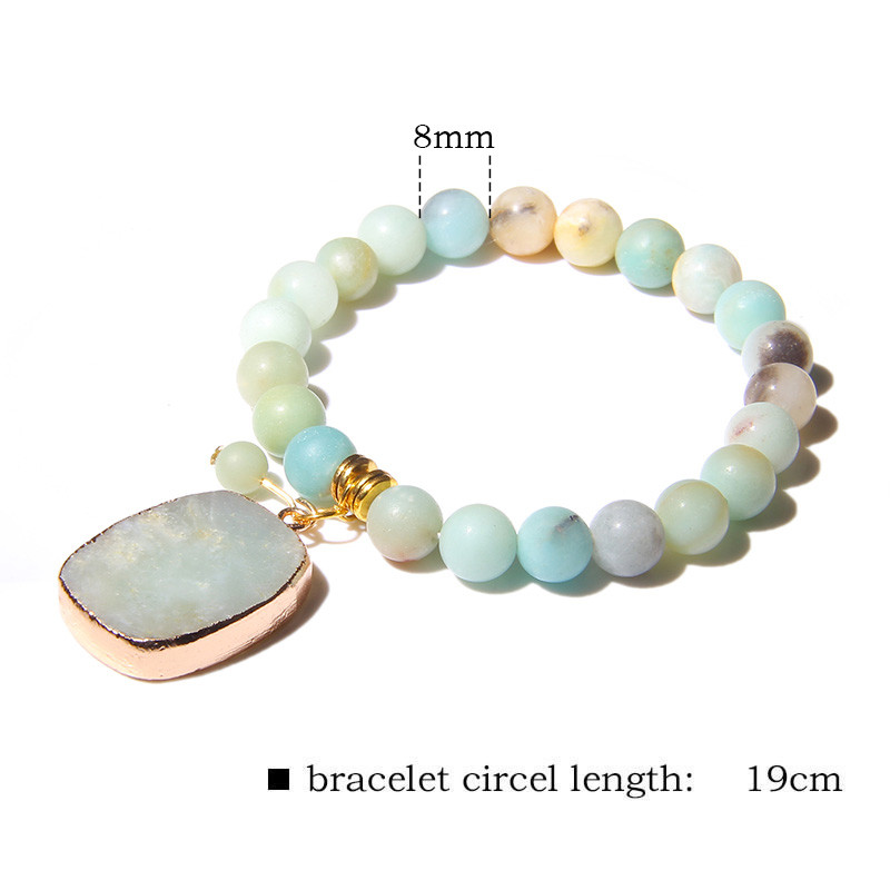 Sieviešu dabīgā akmens krelles Rokassprādze Kvadrātveida ūdens pilienu kulonu rokassprādze Elastīga virves rokassprādzes Sieviešu pludmales dāvanas rotaslietas