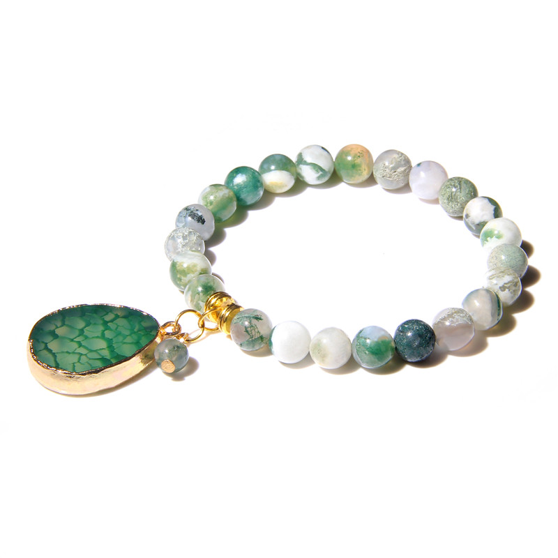 Sieviešu dabīgā akmens krelles Rokassprādze Kvadrātveida ūdens pilienu kulonu rokassprādze Elastīga virves rokassprādzes Sieviešu pludmales dāvanas rotaslietas