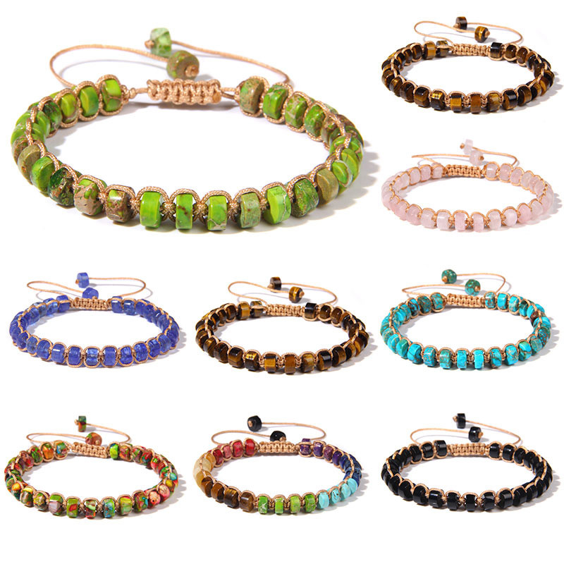 Krāsainas krelles Rokassprādze Dabīgais Akmens Šarms Rokassprādze Kvarca Ahāts Čakra Rokassprādzes Vīriešiem Sieviešu Joga Veselība Rotaslietas