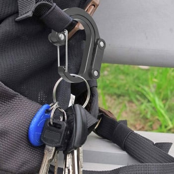 Carabiner Carabiner Hybrid Gear Clip με πτυσσόμενους γάντζους με λαστιχένια μύτη Πολυλειτουργικό Hybrid Gear Clip Carabiner Camping