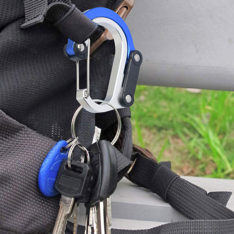 Lauko karabino karabino hibridinė pavarų spaustukas su guminiais sulankstomais kabliais Daugiafunkcinis hibridinis pavarų spaustukas karabininis kempingas