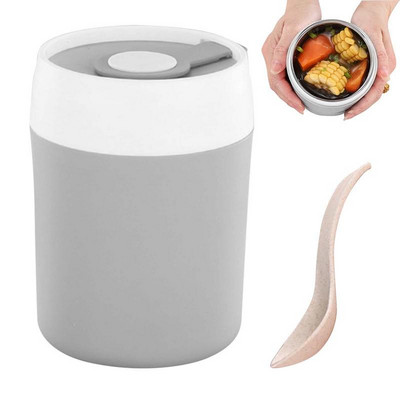 Borcan izolat pentru alimente din oțel inoxidabil 304, 500 ml, termoizolant pentru supă alimentară cu gură largă, cu capac de lingură, pentru călătorii în aer liber la școală