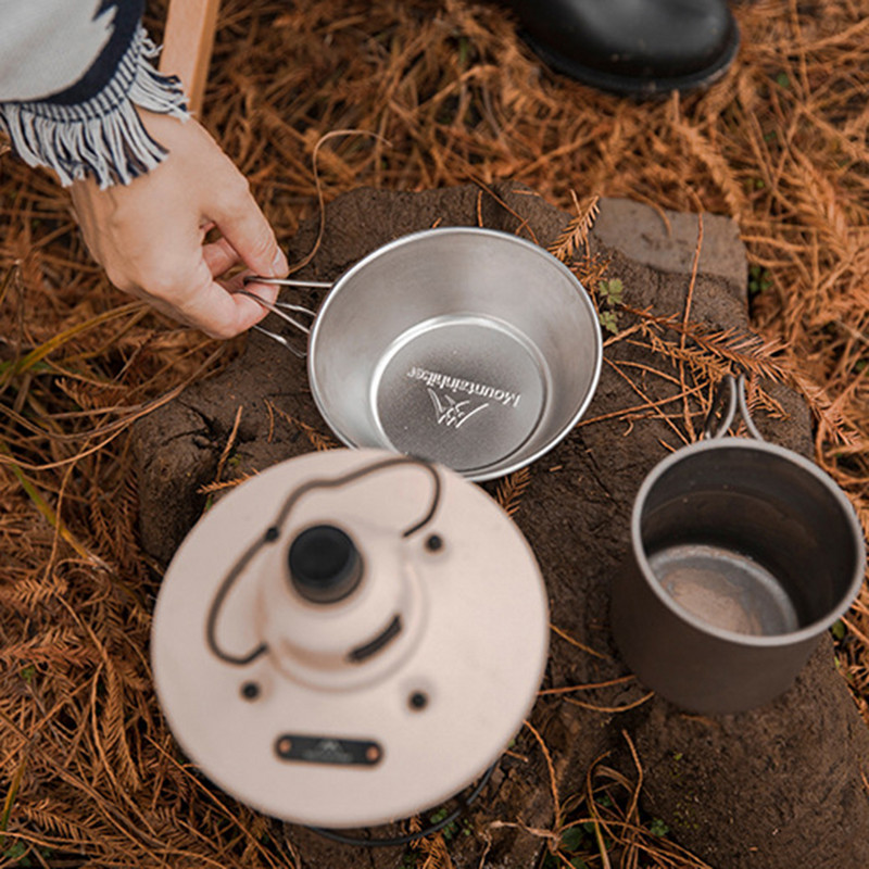 Pārnēsājama kempinga krūze, karstumizturīga, viegla 200 ml kempinga bļoda ar rokturi makšķerēšanai, grilētiem pārgājieniem āra pusdienām