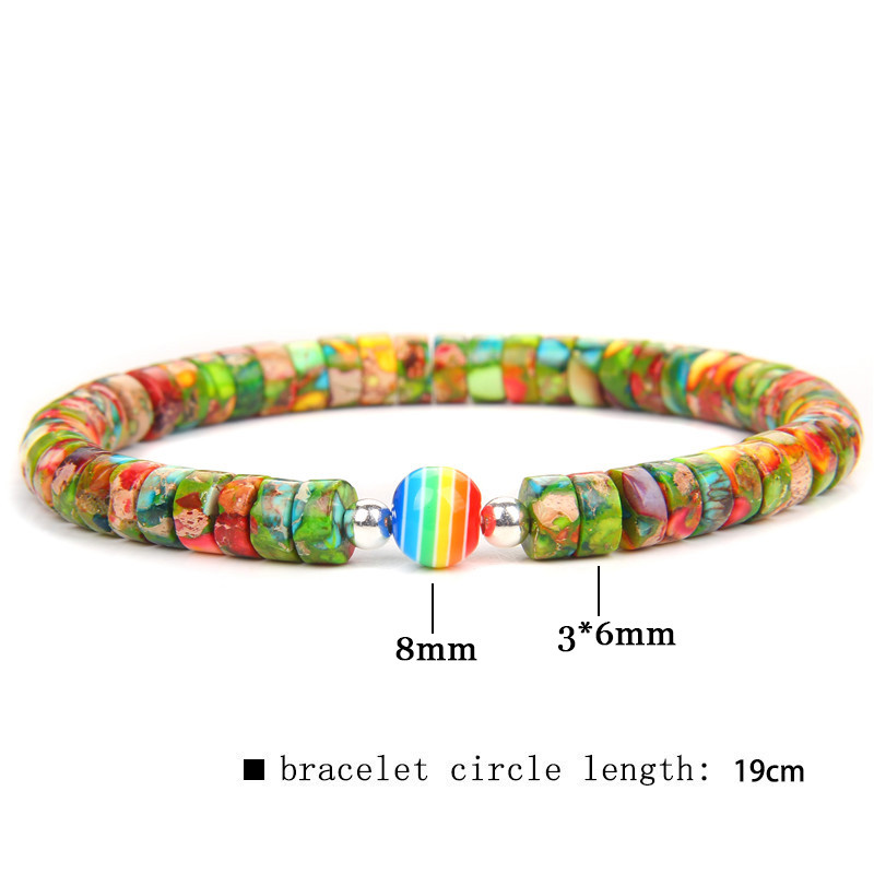 Modes 3x6 mm apaļas imperatora akmens krelles rokassprādzes sievietes vīriešiem varavīksnes krelles šarmu rokassprādzes Joga enerģijas rokassprādze Lucky Jewelry